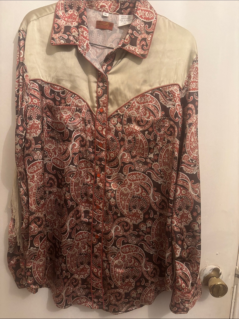 Scully Brown and Cream Paisley Western Button-Down Shirt